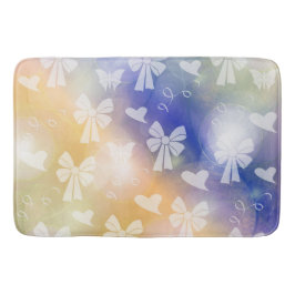 弓，リボン，白，パステル，ハート，光，ピンク バスマット