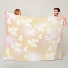 弓，リボン，白，パステル，ハート，光，ピンク フリースブランケット