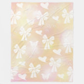 弓，リボン，白，パステル，ハート，光，ピンク フリースブランケット (正面)