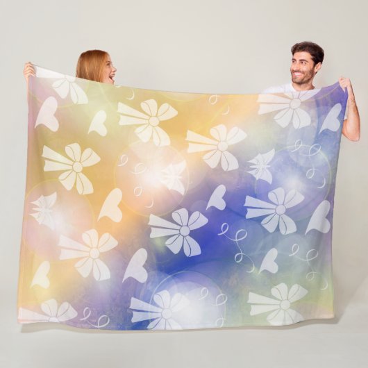 弓，リボン，白，パステル，ハート，光，ピンク フリースブランケット (インサイチュ)