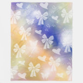 弓，リボン，白，パステル，ハート，光，ピンク フリースブランケット (正面)