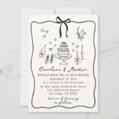 弓、手お洒落引き結婚式招待状 招待状 (正面)