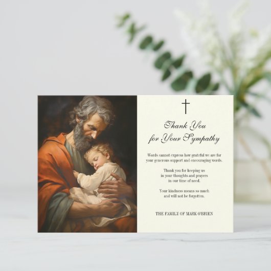 弔意悔やみや弔慰感謝サンジョセフ サンキューカード (スタンド正面)