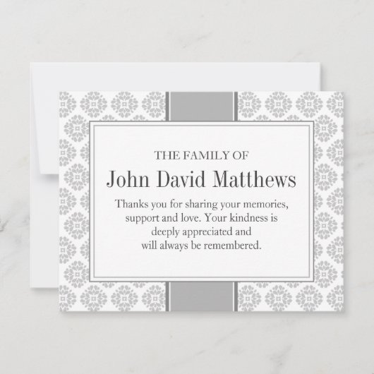 弔辞付き灰色のお葬式ノートカード付き忘れ便覧 ノートカード (正面)