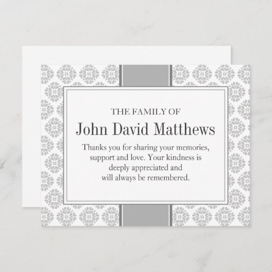 弔辞付き灰色のお葬式ノートカード付き忘れ便覧 ノートカード (正面/裏面)