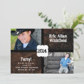 引きずられたレザールックの写真の卒業の発表 案内状 (スタンド正面)