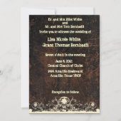 引きずられたレザールックの、ぼろぼろのレースの結婚式 招待状 (正面)