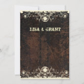 引きずられたレザールックの、ぼろぼろのレースの結婚式 招待状 (裏面)