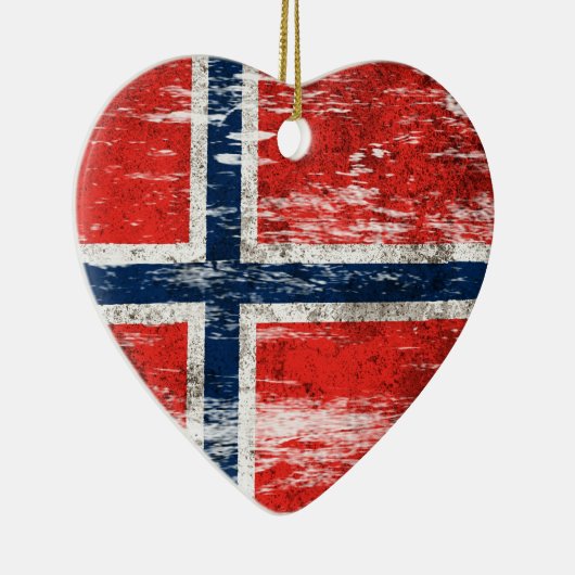 引きずられ、擦り切れたなノルウェーの旗 セラミックオーナメント (右)