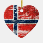 引きずられ、擦り切れたなノルウェーの旗 セラミックオーナメント (正面)
