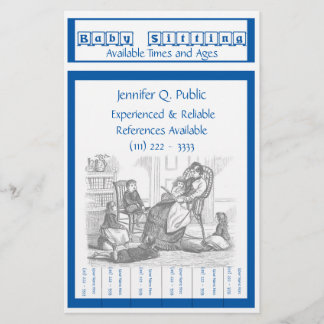 引きタブが付いているベビーシッターのフライヤ 便箋