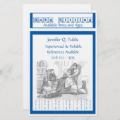 引きタブが付いているベビーシッターのフライヤ 便箋 (正面/裏面)