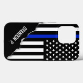 引きユニーク裂かれた表情 | Thin Blue Line Police Flag Case-Mate iPhoneケース (裏面 (横))
