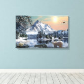 引き伸ばしキャンバス – 北極熊 キャンバスプリント (インサイチュ (ウッドフロア))