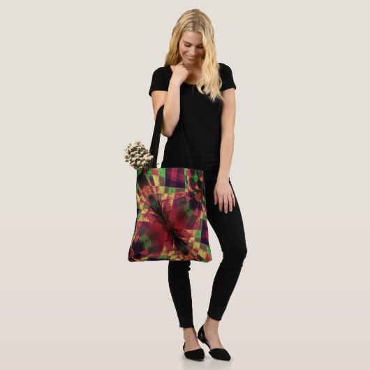 引き伸ばし、傾斜した長方形、カラー付きの「不透明度」 トートバッグ (モデル)