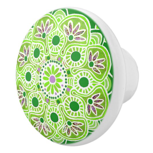 引き出しプルライムグリーンパターンセラミックノブ セラミックノブ (右)