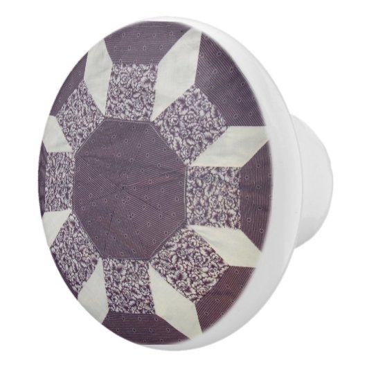 引き出しプル – 紫キルテッドパターン セラミックノブ (右)
