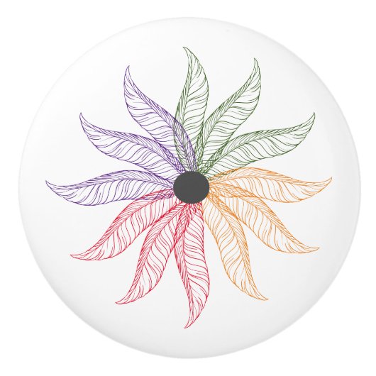 引き出し引き出し – 色付き羽毛 セラミックノブ (正面)