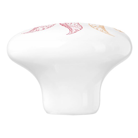 引き出し引き出し – 色付き羽毛 セラミックノブ (側面)