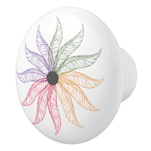 引き出し引き出し – 色付き羽毛 セラミックノブ (右)