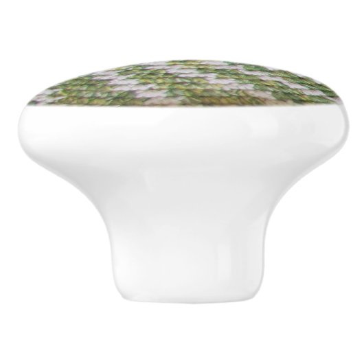 引き出し引き寄せ – 緑の上の白いスパイラル セラミックノブ (側面)