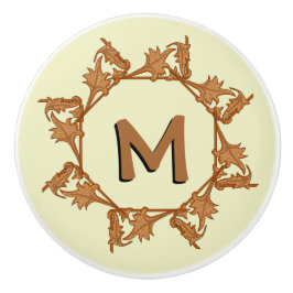 引き出し引き葉出し-イニシャル付き円内の(v.2) セラミックノブ