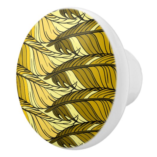 引き出し引き – タイル状の黄色い羽毛 セラミックノブ (右)