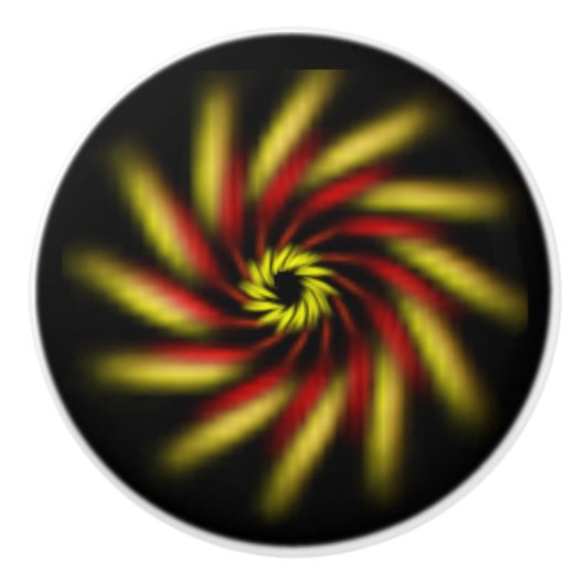 引き出し引き – 黒上のピンホイール セラミックノブ (正面)