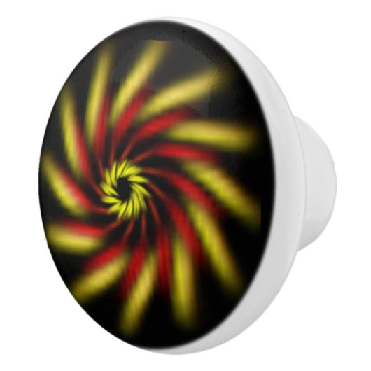 引き出し引き – 黒上のピンホイール セラミックノブ (右)