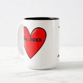 引き分けハートの棒の姿のカップル一緒に ツートーンマグカップ (正面左)