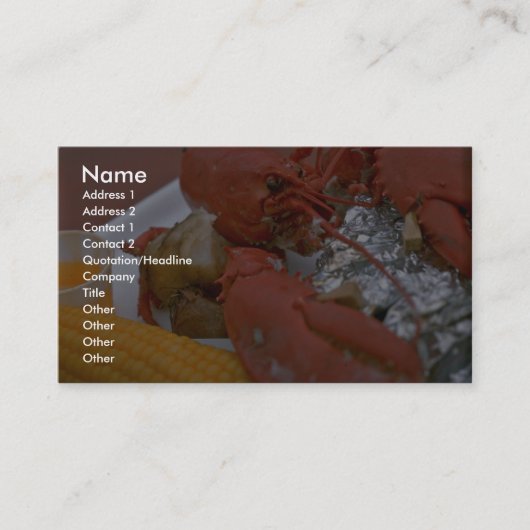 引き分けバター、ポテトおよびcoのおいしいロブスター 名刺 (正面)