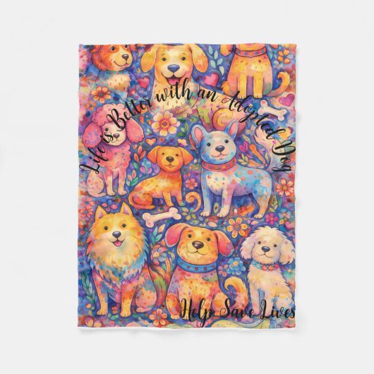 引き取られた犬のテーマのフリースブランケット 30" x 40" フリースブランケット (正面)