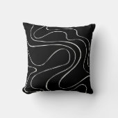 引き潮と流れ2 – 黒（白） クッション (正面)