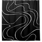 引き潮と流れ2 – 黒（白） シャワーカーテン (正面)