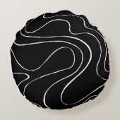 引き潮と流れ2 – 黒（白） ラウンドクッション (裏面)