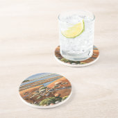 引き潮の海岸ビーチ海洋シーン オリジナル ハンドメイド コースター (側面)