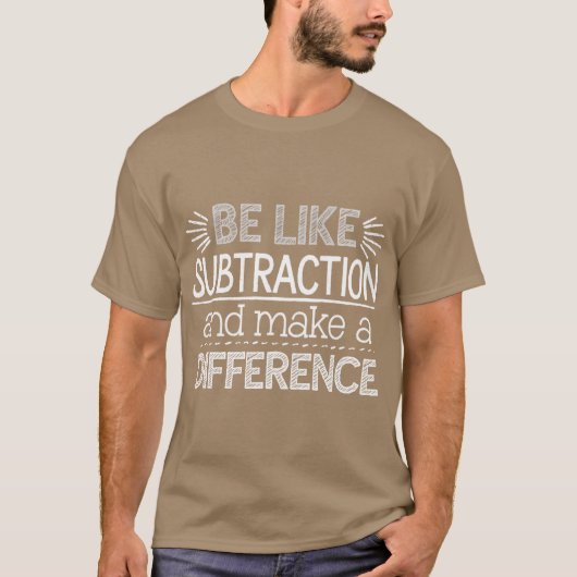 引き算のように違いを生み出そう 数学教師 Tシャツ (正面)