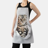 引き裂おもしろいかれた紙幻想を通して灰色の猫が飛び出す エプロン (インサイチュ)