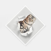 引き裂おもしろいかれた紙幻想を通して灰色の猫が飛び出す スタンダードランチョンナプキン (角)