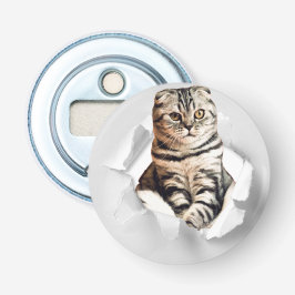 引き裂おもしろいかれた紙幻想を通して灰色の猫が飛び出す 栓抜き