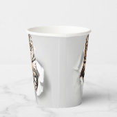 引き裂おもしろいかれた紙幻想を通して灰色の猫が飛び出す 紙コップ (右)