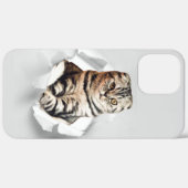 引き裂おもしろいかれた紙幻想を通して灰色の猫が飛び出す Case-Mate iPhoneケース (裏面 (横))