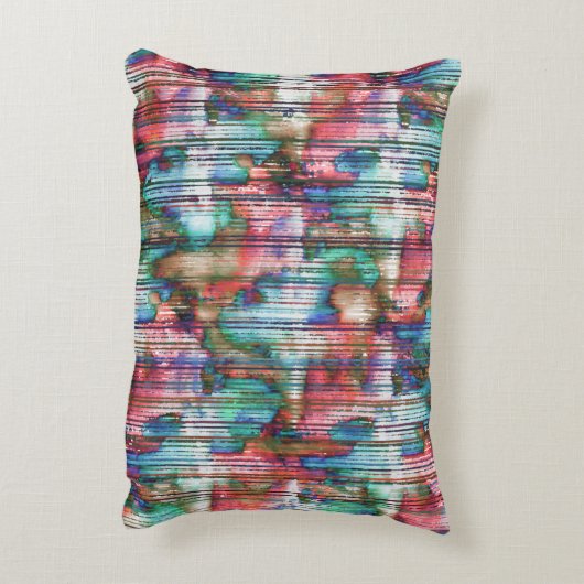 引き裂かれたの色ストライプ付き汚れ、仮想デカプ アクセントクッション (裏面(縦))