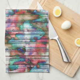 引き裂かれたの色ストライプ付き汚れ、仮想デカプ キッチンタオル