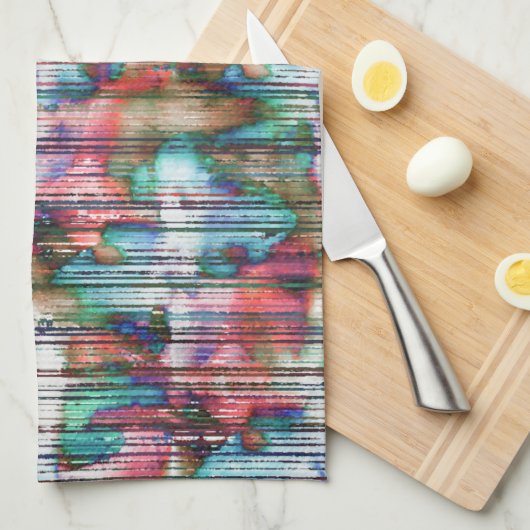 引き裂かれたの色ストライプ付き汚れ、仮想デカプ キッチンタオル (四つ折り)