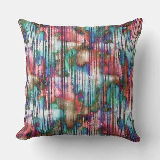 引き裂かれたの色ストライプ付き汚れ、仮想デカプ クッション (正面)