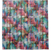 引き裂かれたの色ストライプ付き汚れ、仮想デカプ シャワーカーテン (正面)