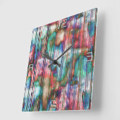 引き裂かれたの色ストライプ付き汚れ、仮想デカプ スクエア壁時計 (傾斜)