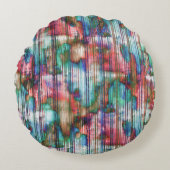 引き裂かれたの色ストライプ付き汚れ、仮想デカプ ラウンドクッション (正面)