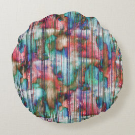 引き裂かれたの色ストライプ付き汚れ、仮想デカプ ラウンドクッション